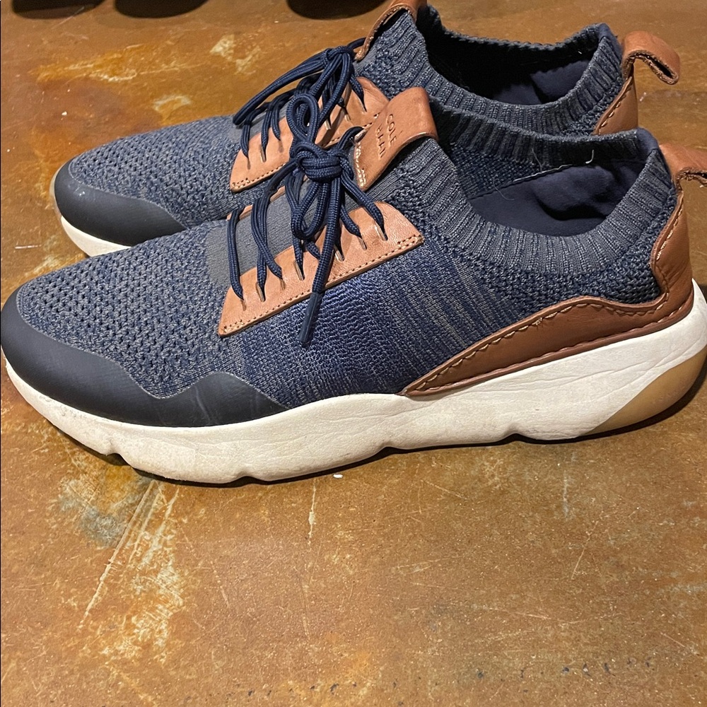 Cole Haan Zerogrand Motion All Day Blue Brown Trainer Knit Sneaker Men 11.5